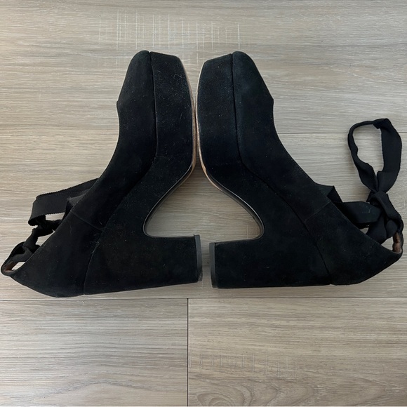 Tabitha Simmons Sky Velvet Ankle Tie Platform Pumps Size 38 - Picture 8 of 13